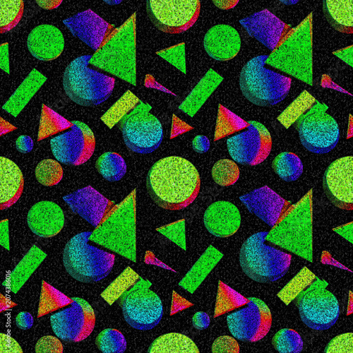 Vintage Risograph Textured Pattern, Colorful Vibrant Geometric Halftone Tile for Trendy Textiles