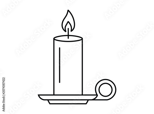 Εκτύπωση καμβά Lit candle in vintage holder vector illustration for cozy home decor and holiday