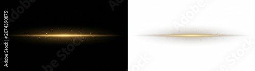 Cuadro en lienzo horizontal golden light flare with sparkles on black background