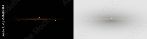 Photography horizontal gold light streaks with sparkles on black background