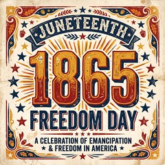 Juneteenth 1865 freedom day vintage style poster
