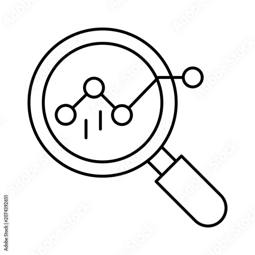 Business data analysis and research concept magnifying glass icon