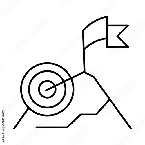 Business goal setting target flag mountain peak achievement icon