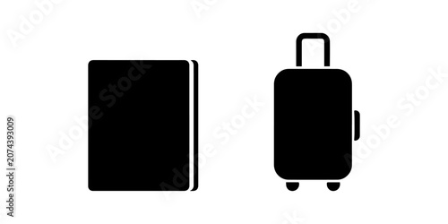 Photos Collection of black silhouette travel icons including luggage and  passport repr