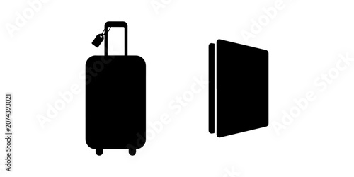 Photos Collection of black silhouette travel icons including luggage and  passport repr