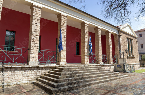 Exterior view of the Kalavryta Holocaust Museum in Kalavryta, Greece
