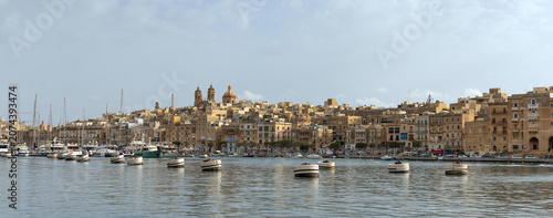 Panoramic view of Senglea harbour and city in Malta