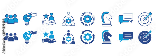 Obraz na plátně Leadership icon pack dual tone collection set vector illustration