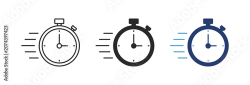 Obraz na plátně Express delivery stopwatch icon set with editable outline vector for logistics,