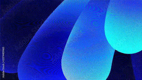 Abstract blue background with flowing liquid shapes and halftone dot pattern, modern digital art design for wallpaper, banner, or presentation backdrop