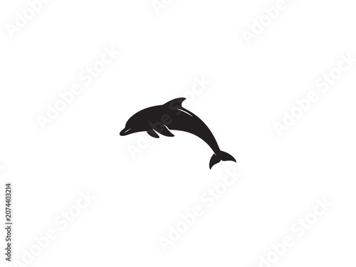 Dolphin silhouette isolated vector illustration with marine life silhouette wildlife