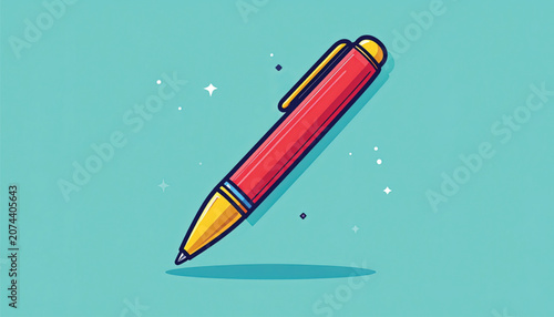 Red pen with yellow tip writing.