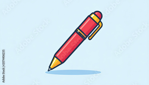 Red pen with yellow tip.