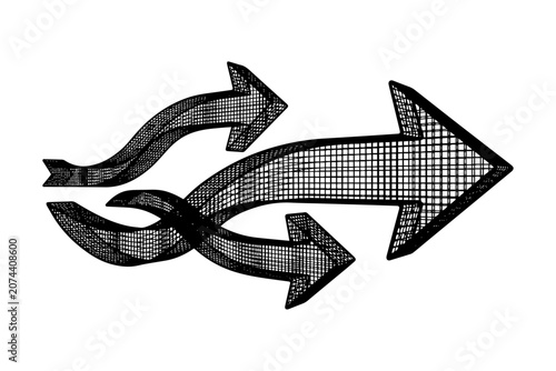 Wind Direction Arrows Wire Mesh Vector Illustration – Large Black Clean Line Navigation and Weather Symbols