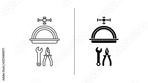 Vector illustration of weightlifting barbell with dumbbells and safety clips