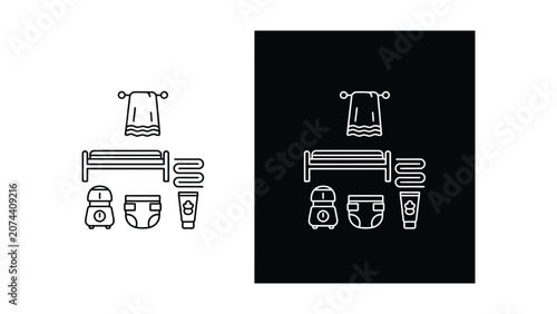 Vector illustration of bathroom fixtures set in line art style