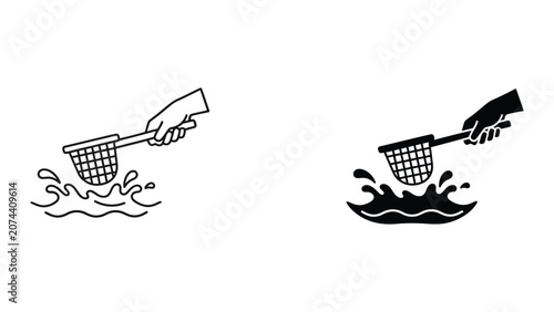 Hand pouring water from bucket vector illustration with splash effect