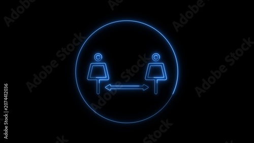 Canvas Print Glowing blue gender exchange two figures with bidirectional arrow in circle
