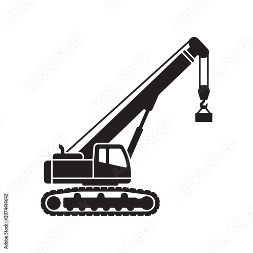 Bilde på lerret Telescopic crawler crane vehicle heavy construction machinery industrial lifting equipment vector icon