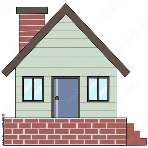 Cartoon house with a triangular roof.