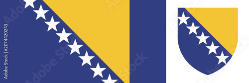 Fotografía Official flag and coat of arms of bosnia and herzegovina with herzegovina nation