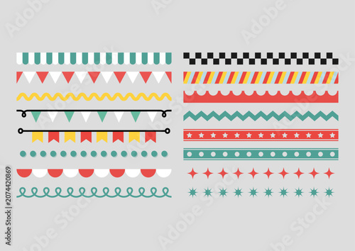 Tableau sur toile レトロポップ ボーダー・ライン パターンブラシセット｜Retro Diner Border Line Pattern Brush Set