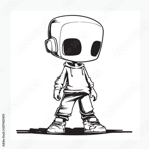 vector illustration of a box-headed robot
