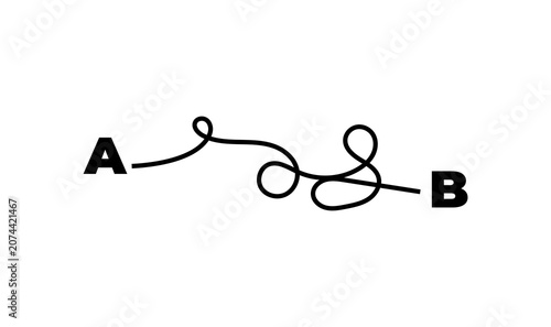 Foto plan A vs plan B vs real life, complicated path, winding route