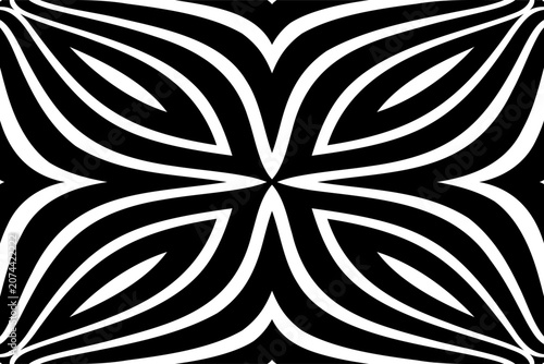 Symmetrical Black and White Pattern in Butterfly Shape. Abstract Textured Bac...