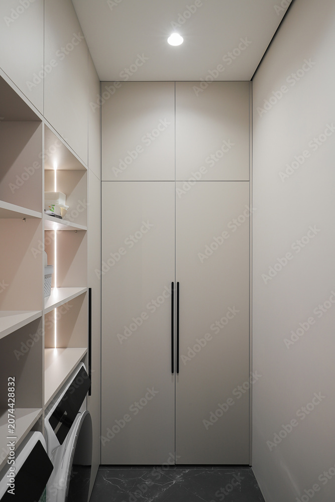 Fototapeta premium Modern minimalist apartment wardrobe closet