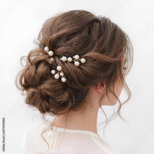 Elegant hairstyle with pearls for a special occasion
