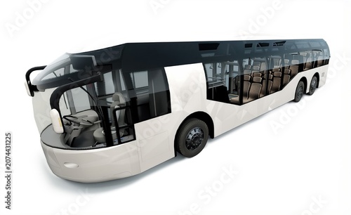 Modern capsule shuttle bus for urban city transit, generic autonomous electric passenger vehicle isolated on white background