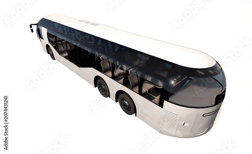 Modern capsule shuttle bus for urban city transit, generic autonomous electric passenger vehicle isolated on white background