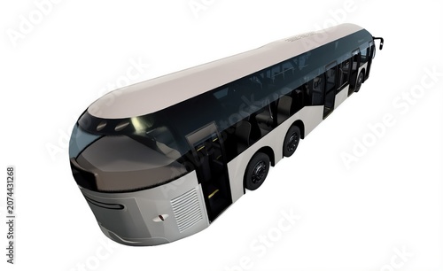 Modern capsule shuttle bus for urban city transit, generic autonomous electric passenger vehicle isolated on white background