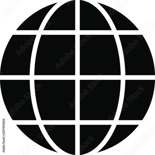 globe icon of web image. Global network sign. World black and white sign or icon. Vector