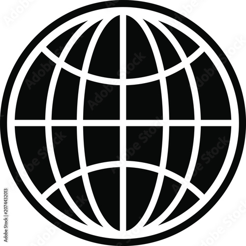 globe icon of web image. Global network sign. World black and white sign or icon. Vector