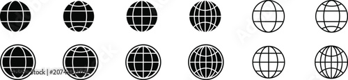 globe icon of web image. Global network sign. World black and white sign or icon. Vector