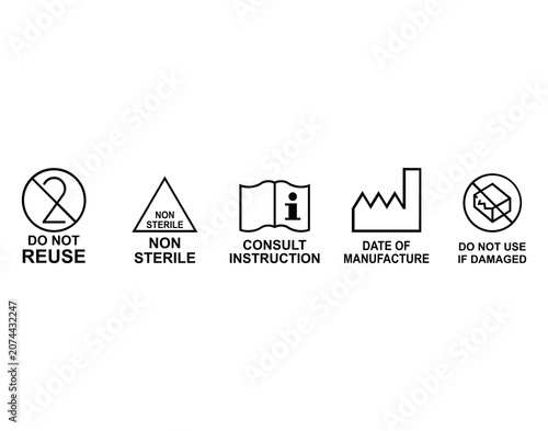 Obraz na płótnie Medical device regulatory symbols set covering single use, sterility, instructio