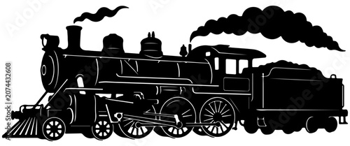 Obraz na płótnie Vintage Steam Locomotive Train Silhouette Isolated on Transparent Background