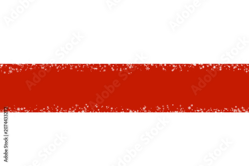 Red Christmas Banner with Snowflake Borders and Copy Space. Red Winter Sparkle Banner, Festive Christmas Ribbon Header, Holiday Snowflake Text Box, Red and Black Winter Border.