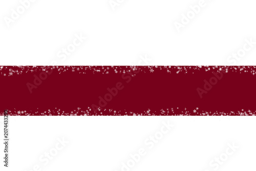 Festive Crimson Snowflake Banner, Elegant Winter Holiday Header, Starry Red Ribbon Frame.