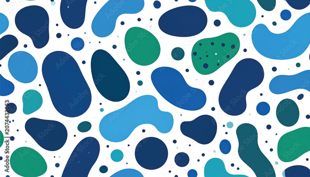 Fototapeta premium Blue and green abstract shapes pattern.