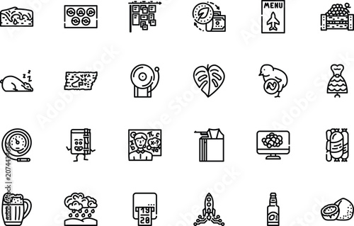 Canvas-taulu Black and white of household tools, sports equipment, and miscellaneous kitchenw