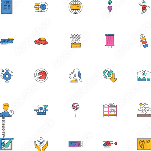 Set of colorful for business, finance, travel, and technology themes in flat style flat colorful business