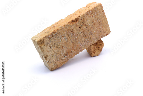 Solid clay bricks used for construction.Old red brick isolated on white background.