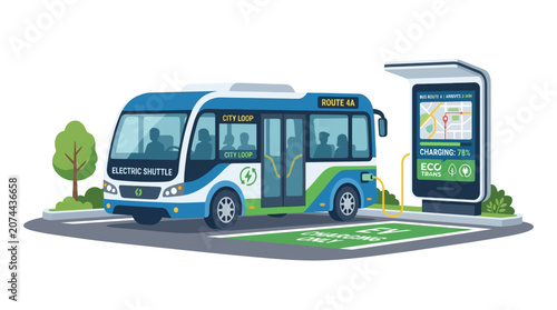 Electric Shuttle Bus Charging at Eco-Friendly Station