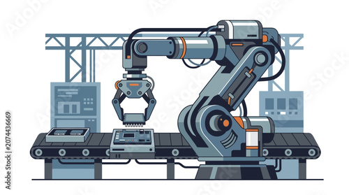 Robotic Arm Assembly Line: Industrial Automation, Manufacturing Technology