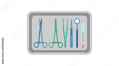 Surgical Instruments Tray - Medical Tools Flat Design