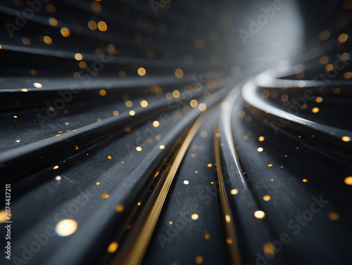 Futuristic High-Speed Train Tracks with Light Trails and Sparkling Particles