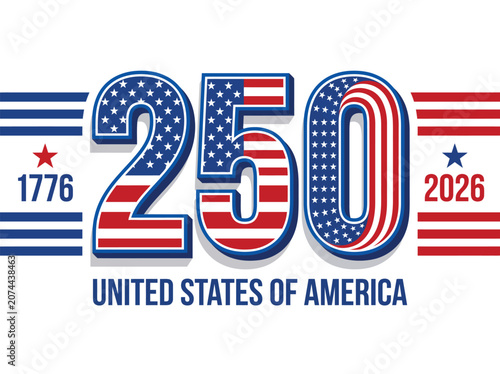 Bild auf Leinwand United states 250th anniversary commemoration graphic with patriotic design